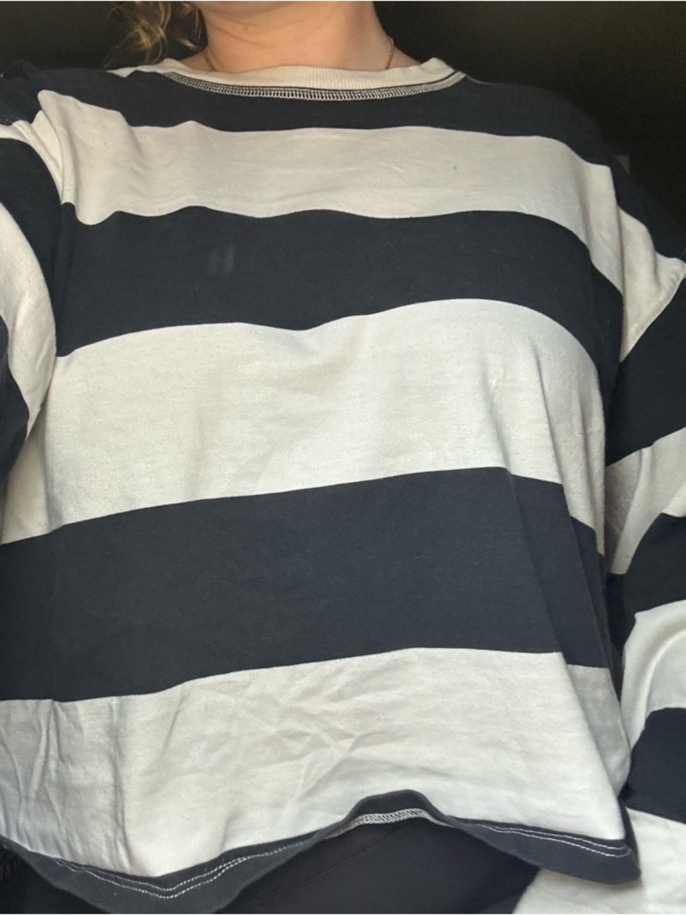Forever 21 Black & White Striped Long Sleeve Top